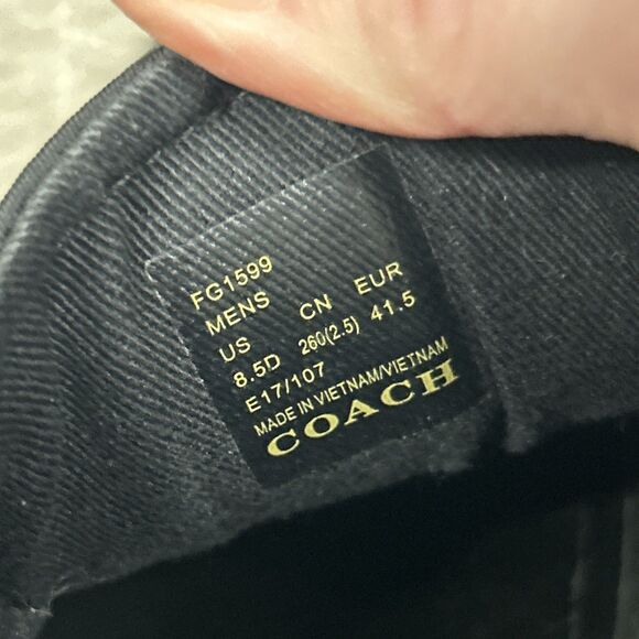 Coach Carter Runner Shoes Mens 8.5 D Leather Lace Up FG1599 Black Sneakers - Picture 8 of 10